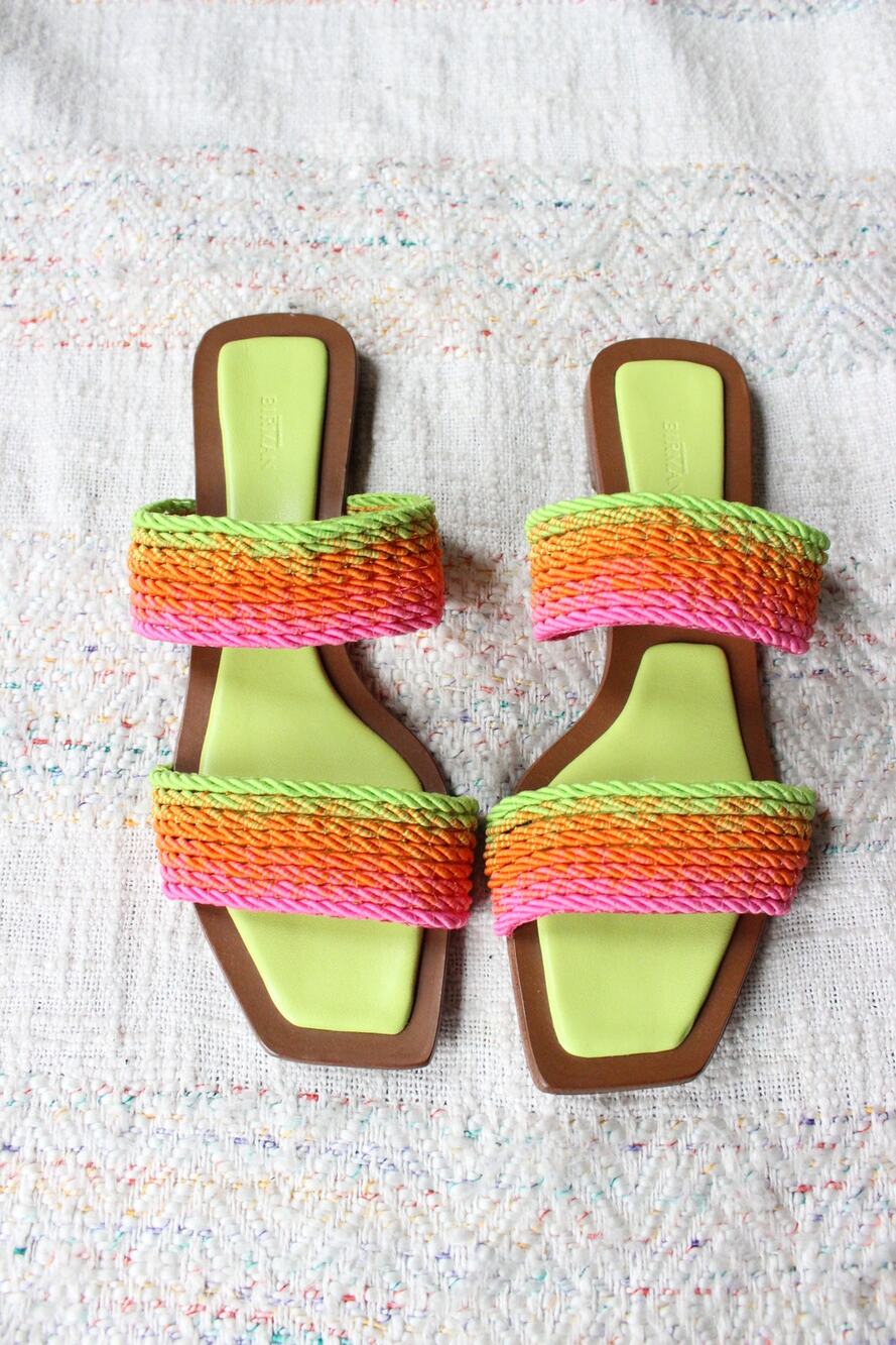 Alexandre Birman Colorful Georgia Cord Braided Woven Striped Slide Sandals 38